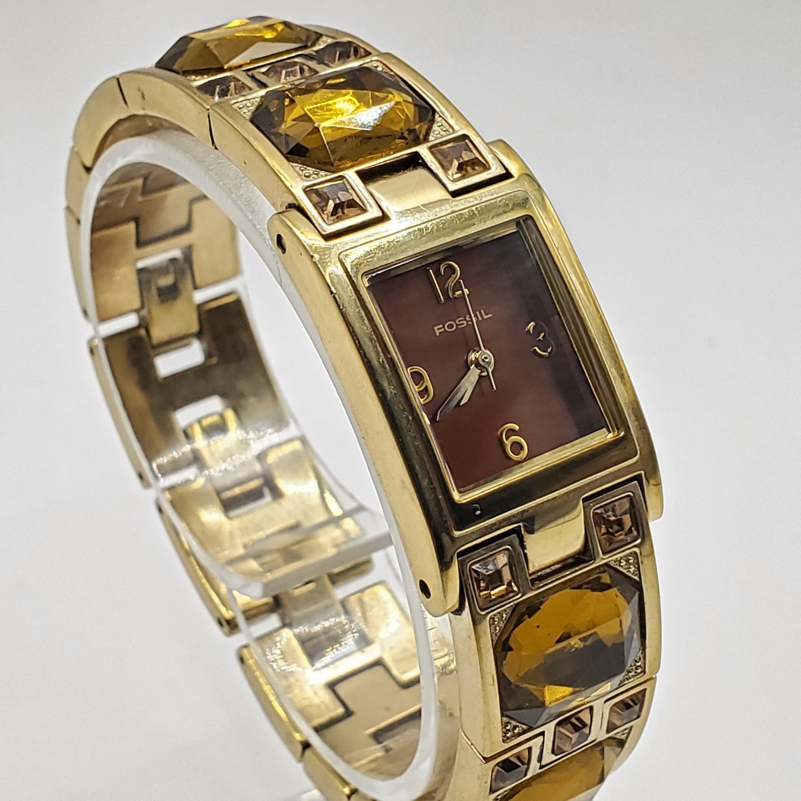 Fossil F2 ES-1391 Glass Gem Band Watch 18mm Womens New Battery