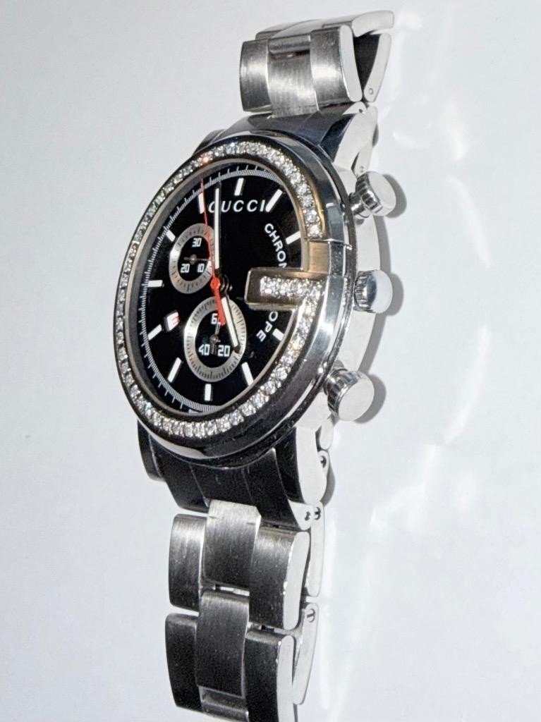 GUCCI MENS 101M CHRONOSCOPE LAB GROWN DIAMOND WATCH (PARTS/REPAIR)