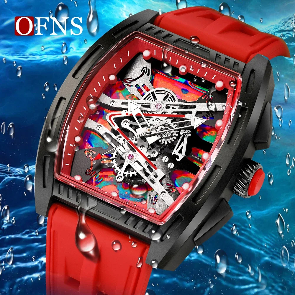 Luxury OFNS1209 Men’s Quartz Watch Waterproof Silicone Strap Sports Style