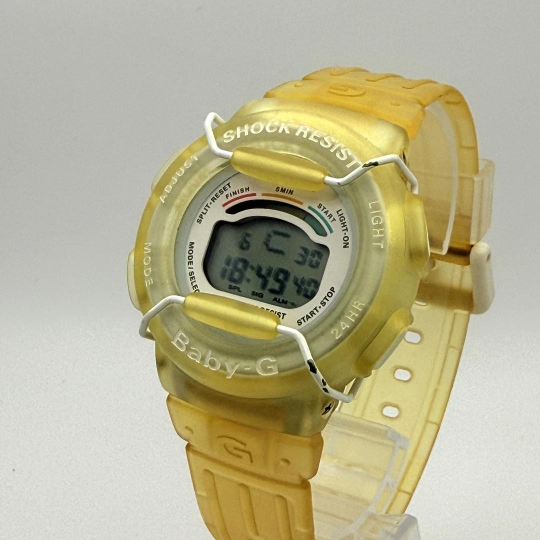 Operational Baby G SHOCK RESIST Digital Watch Yellow Skeleton