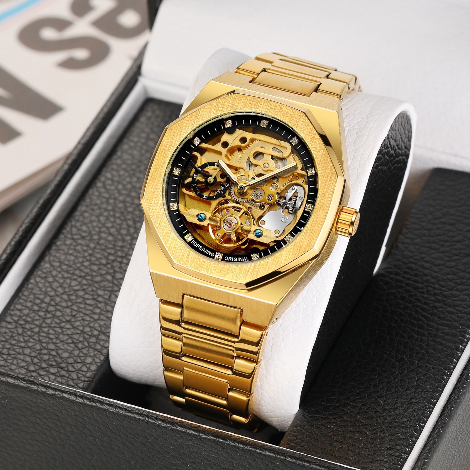 Luxury Men’s Automatic Mechanical Watch Luminous Skeleton Triple Sub-Dial Sport