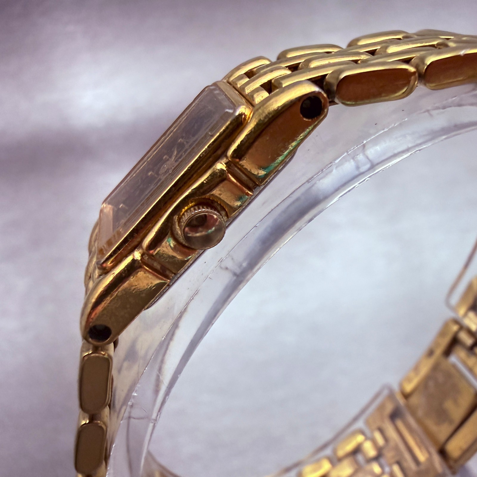 Citizen Elegance CQ Tank Watch Women 14mm Black Dial Gold Tone 2250-S04972 VTG