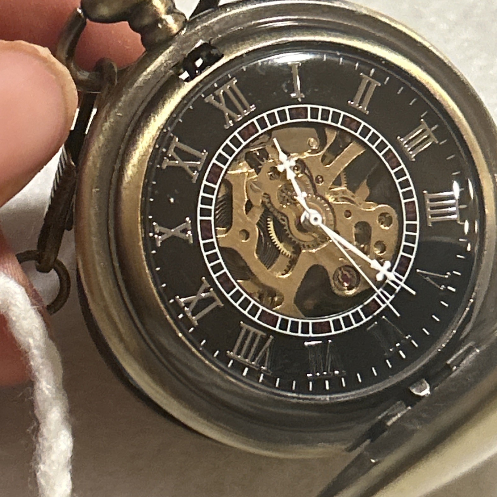Men’s Pocket Watch Mechanical Black Steampunk Skeleton Retro Chain Luxury Dial