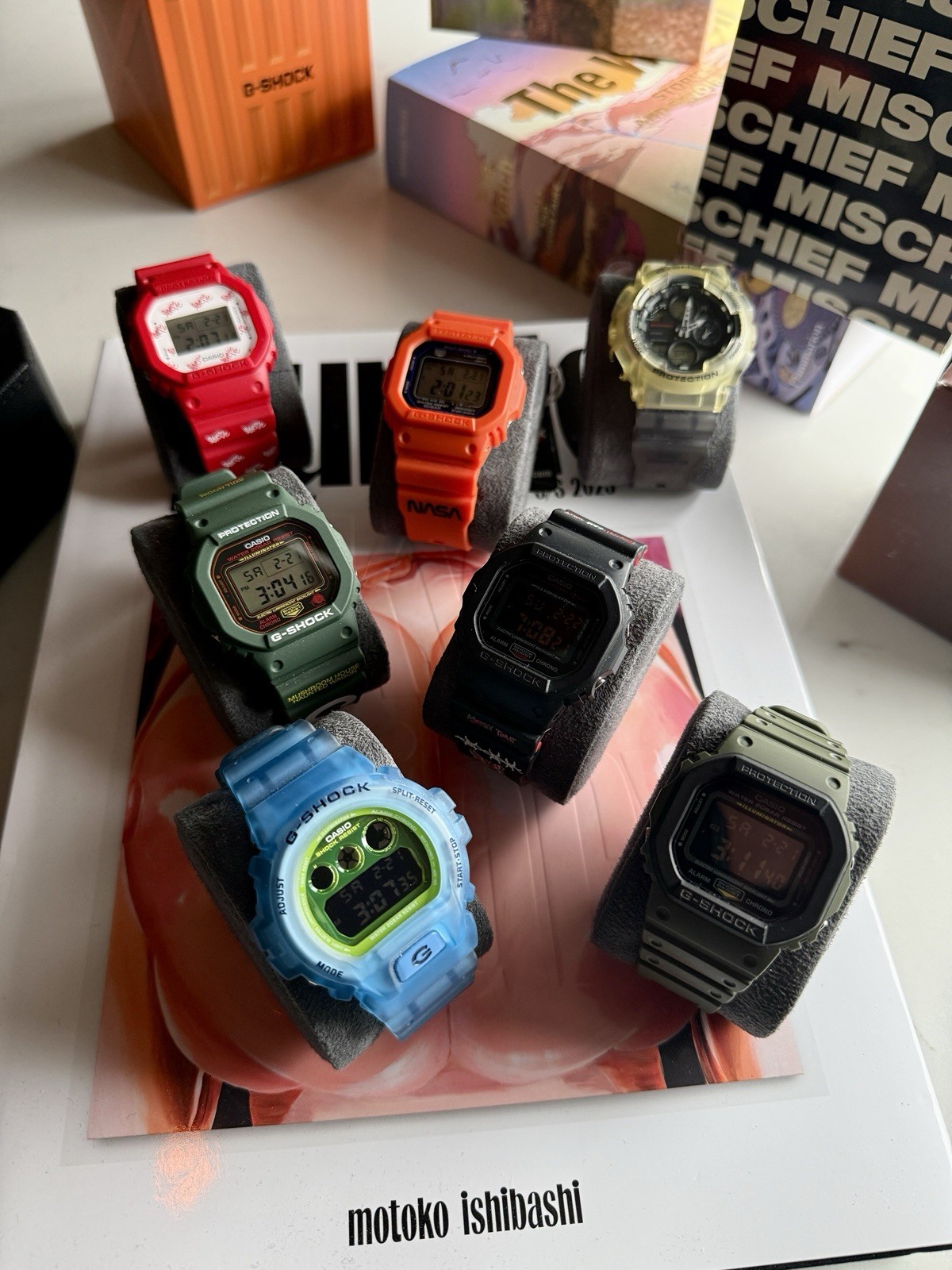 Casio G-Shock Lot of 7 Limited Edition Watches NASA Online Ceramics Mischief Box