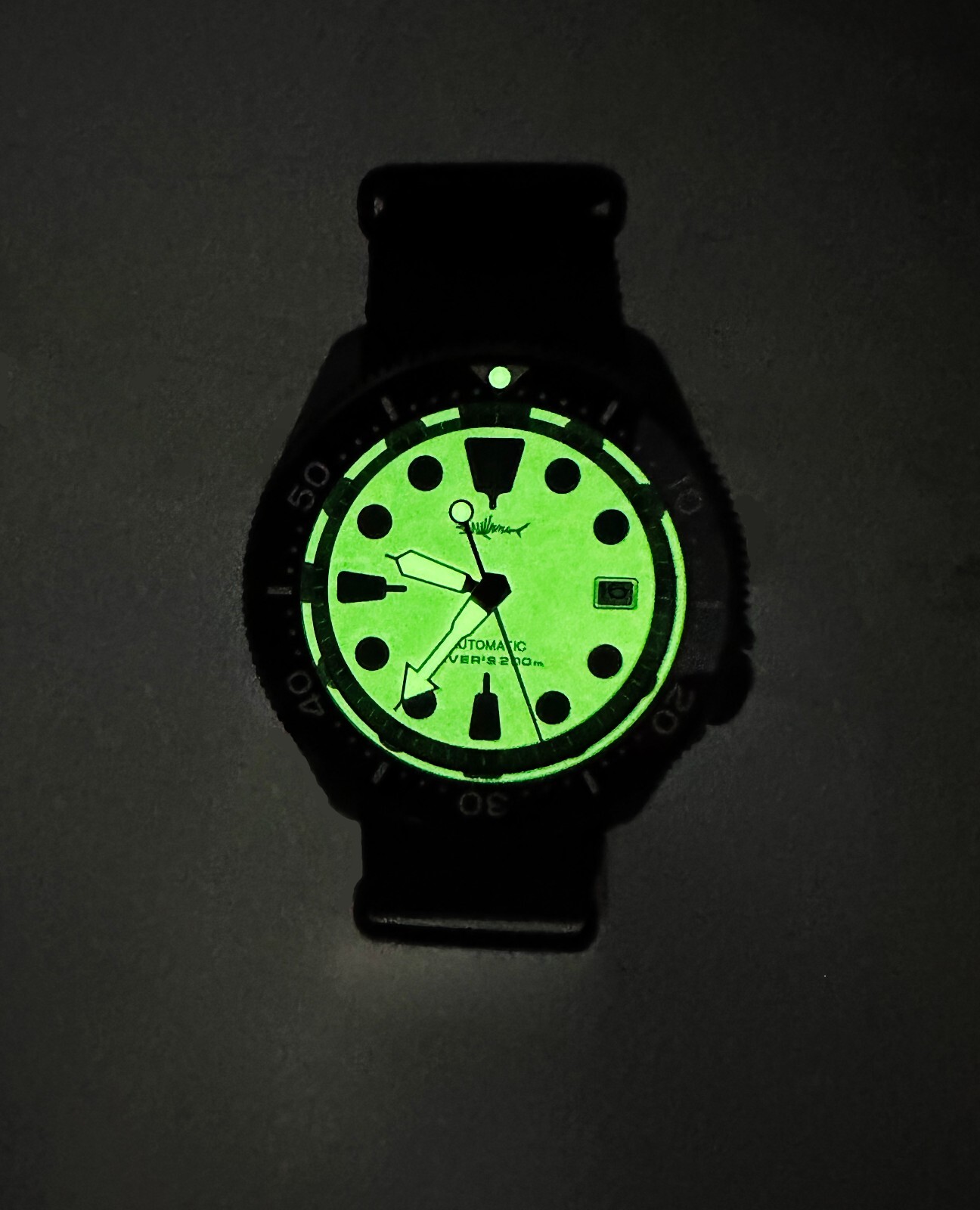 Heimdallr SKX007 Black PVD Creme Full Lume Day Date NH36A Automatic Diver Watch