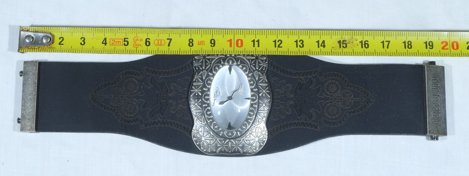 Vintage Roberto Cavalli Silver Oval Dial Wrist Watch.