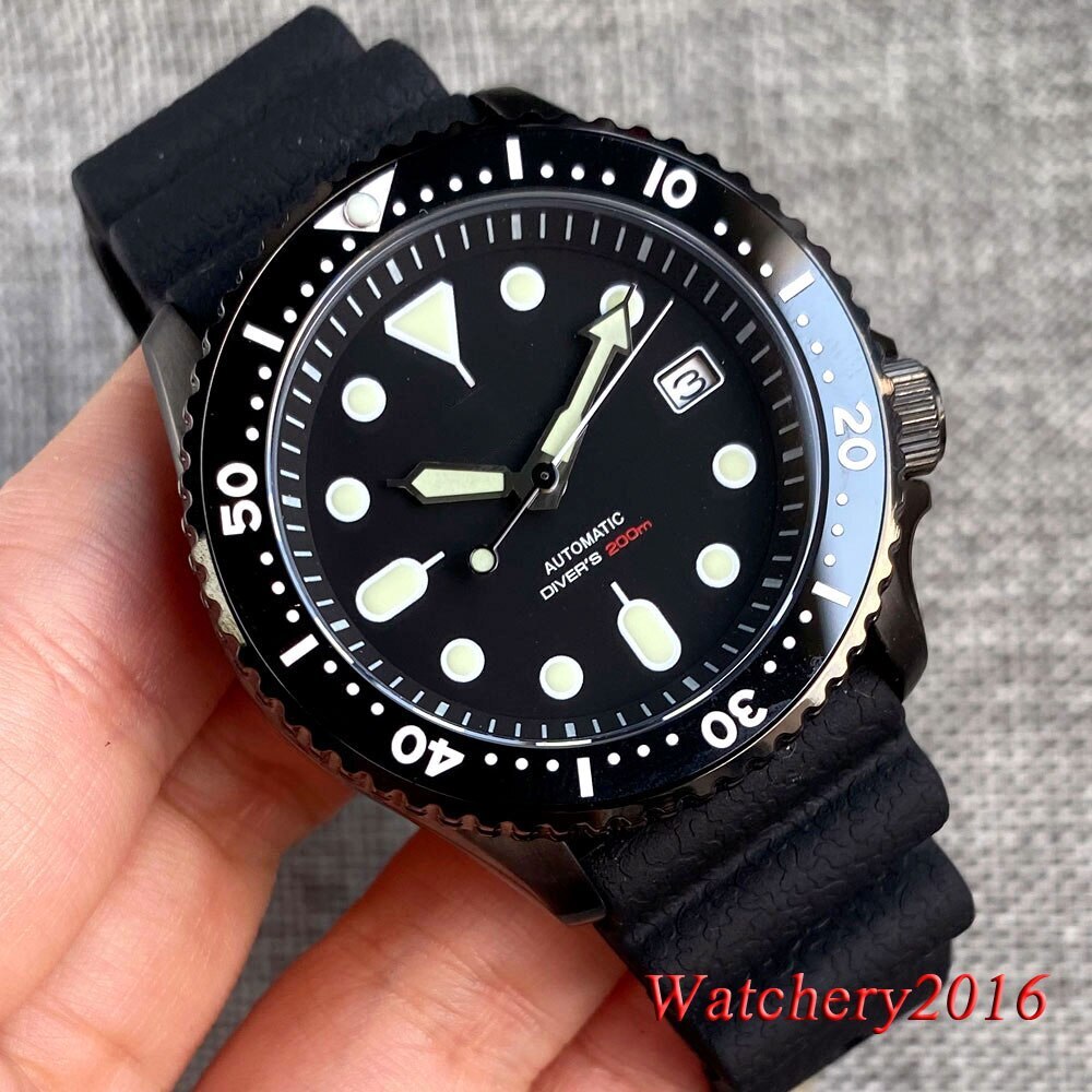 41mm Dive Watch For Men Black Dial Sapphire Glass Japan NH35A Automatic 20Bar