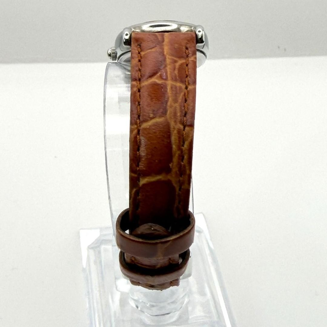 Casio Oval Watch, Battery Replaced, Gold, Genuine Leather Strap, Brown, Working