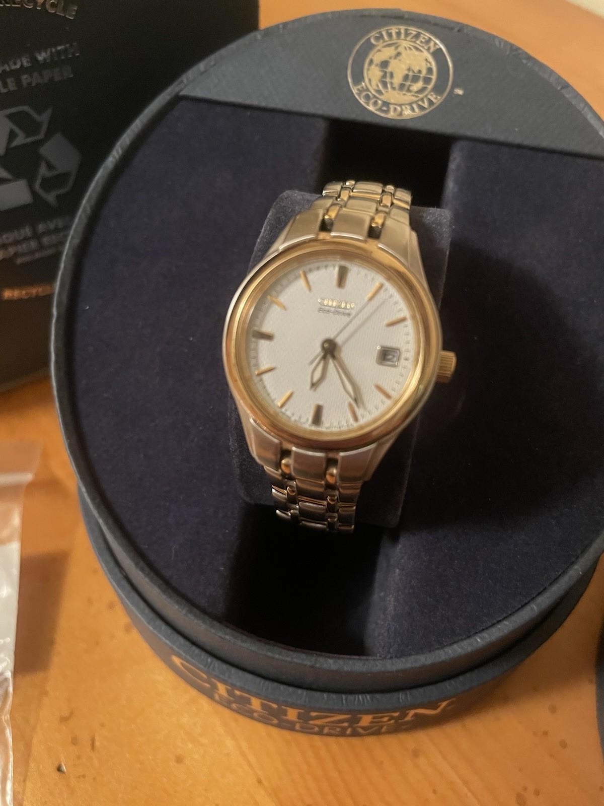 NEW Citizen Eco-Drive Ladies Corso Two Tone Watch White Dial Date Box EW1264-50A