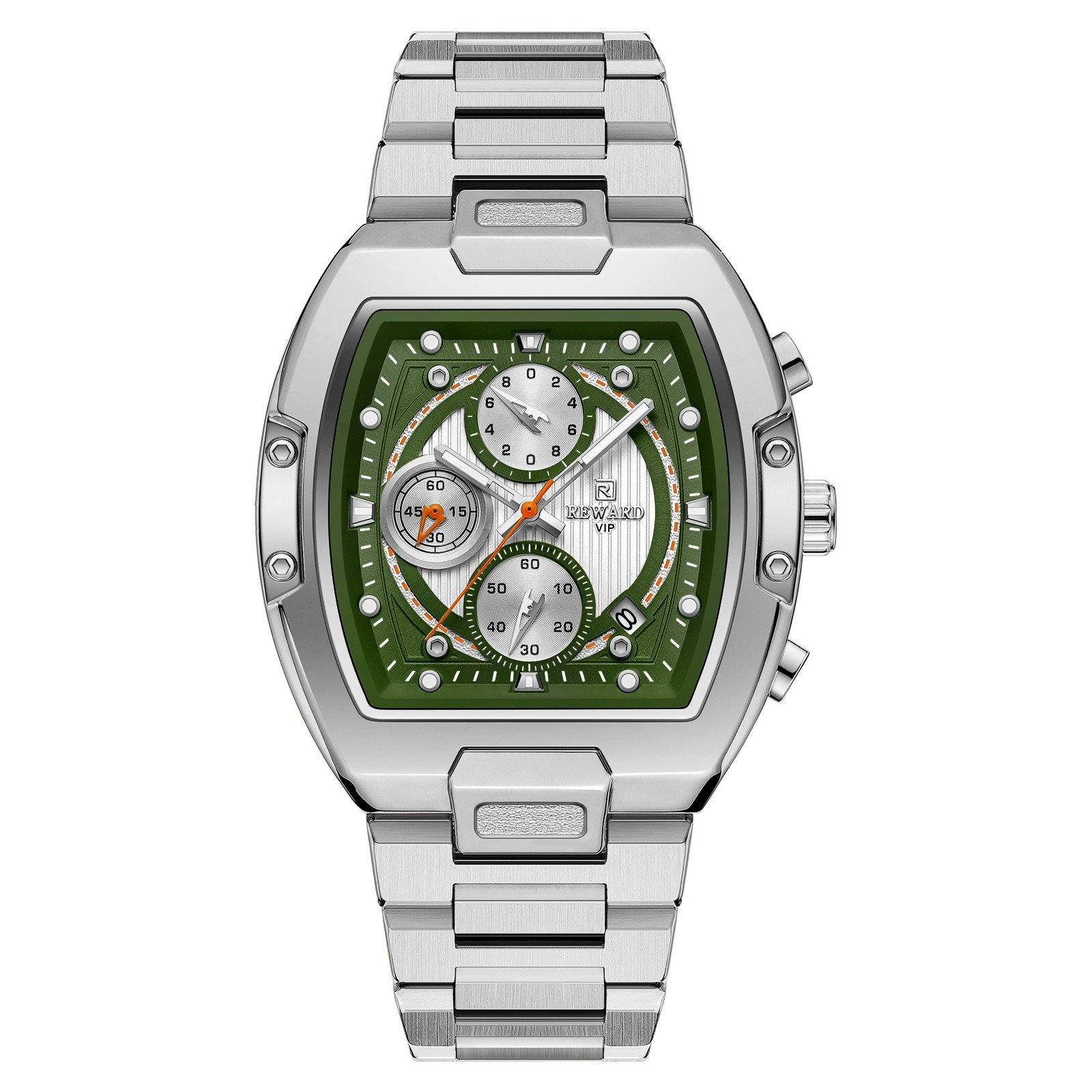 REWARD Men’s Tonneau Multifunction Chronograph Calendar Luminous Quartz Watch