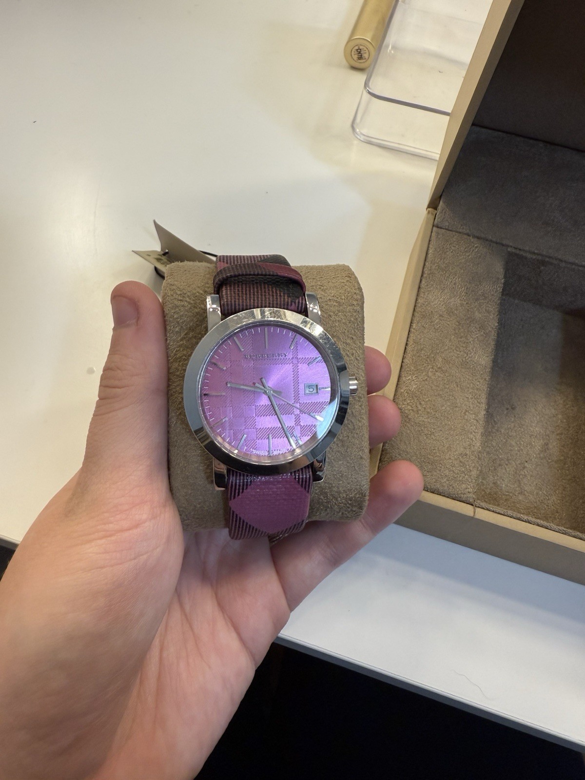 Burberry The City Heritage Nova Check Pink Plaid Swiss Quartz 50M Watch BU1793