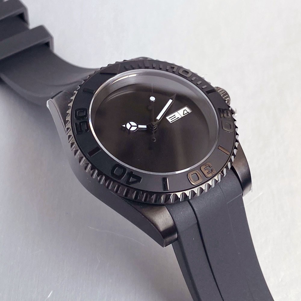 40mm NH36A Automatic Diver Men Watch Sterile Black PVD 200m Waterproof Sapphire