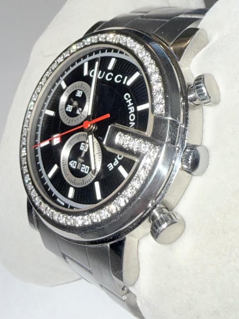 GUCCI MENS 101M CHRONOSCOPE LAB GROWN DIAMOND WATCH (PARTS/REPAIR)