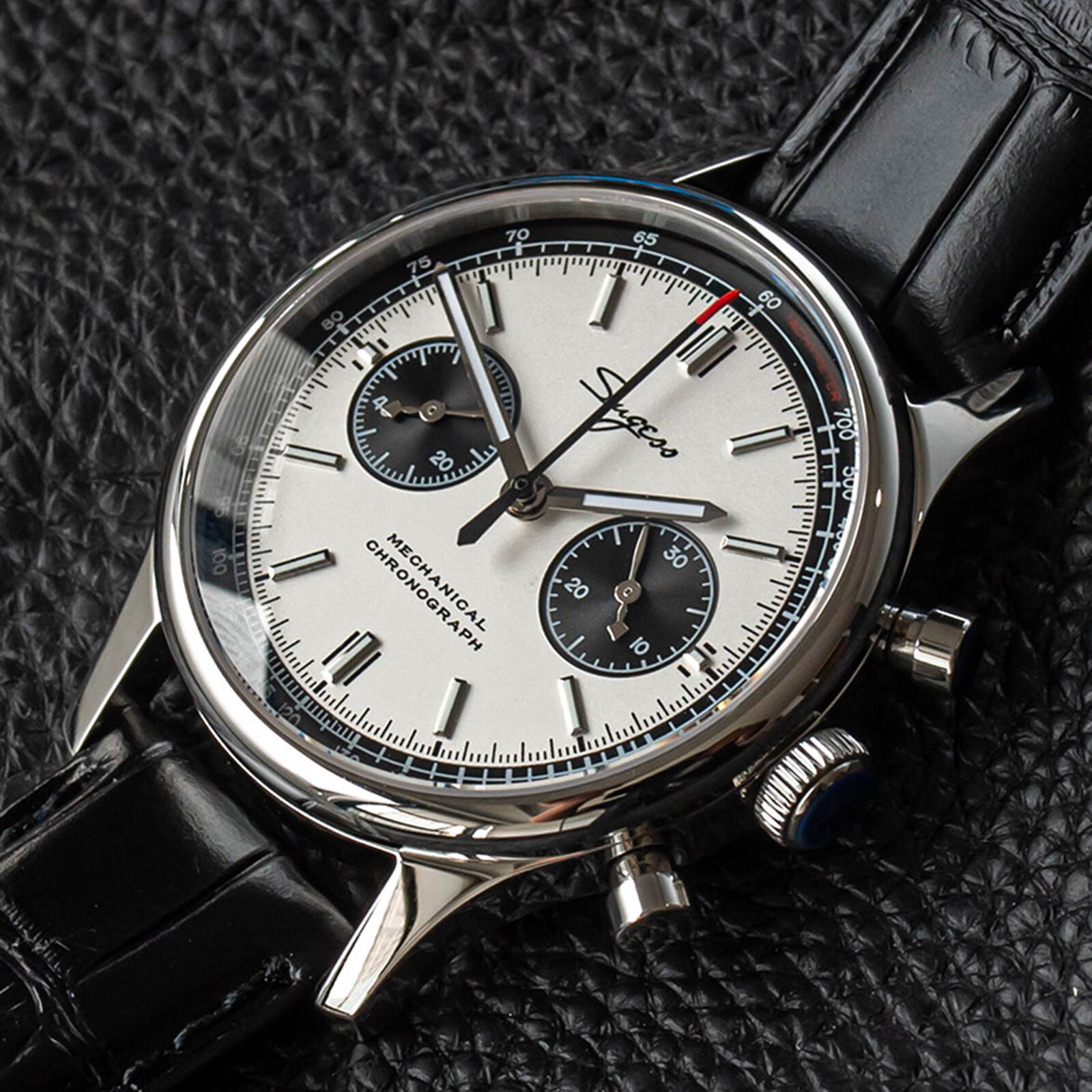 Sugess Chrono Heritage SWANNECK Panda Dial Chrono Watch SEAGULL 1963 SUPANK002SN