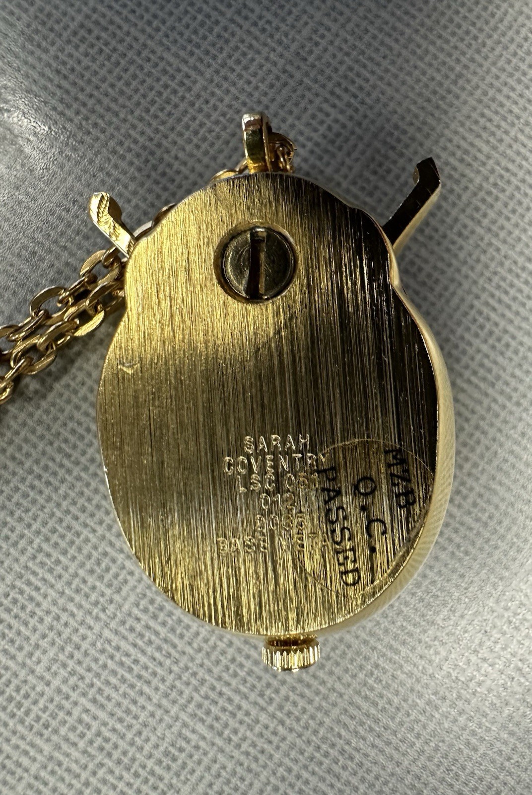 Fashion Watch: SARAH COVENTRY Ladybug hidden watch NECKLACE pendant 27mm case