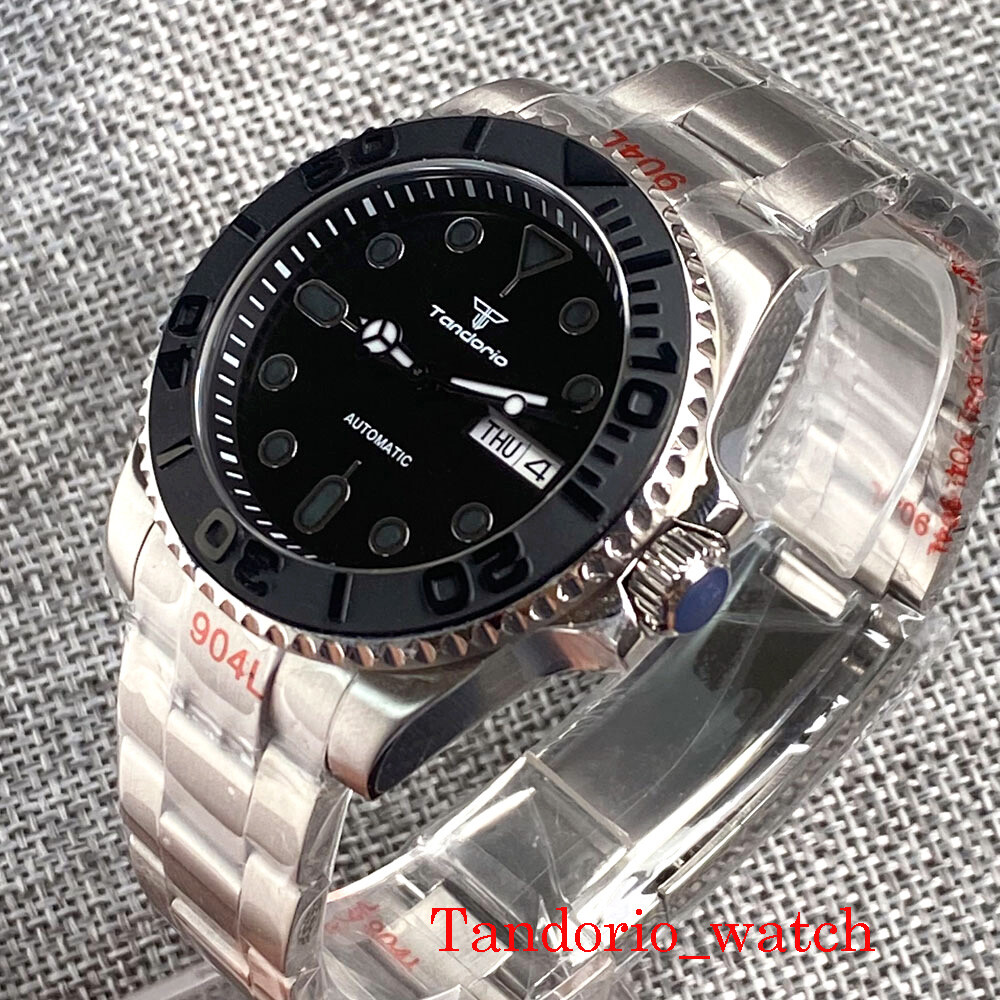 Tandorio Black Dial Japan NH36A Date Automatic Men’s Watch Sapphire Crystal