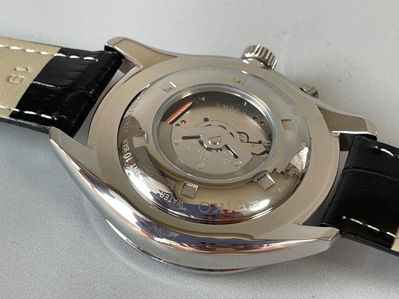 Seiko Kinetic 5M84-0AC0 [US Stock] Pinstripe Dial Automatic Mens Watch *N.Mint