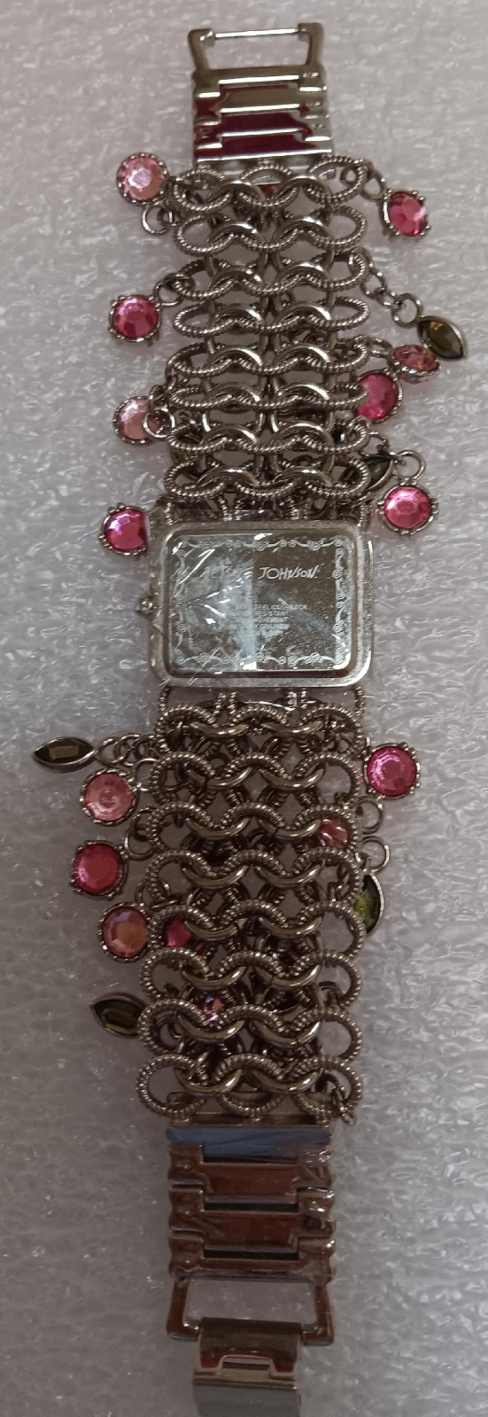 Betsey Johnson Women’s BJ4011 Fashion Hanging Stones Silver-tone Bracelet Watch!