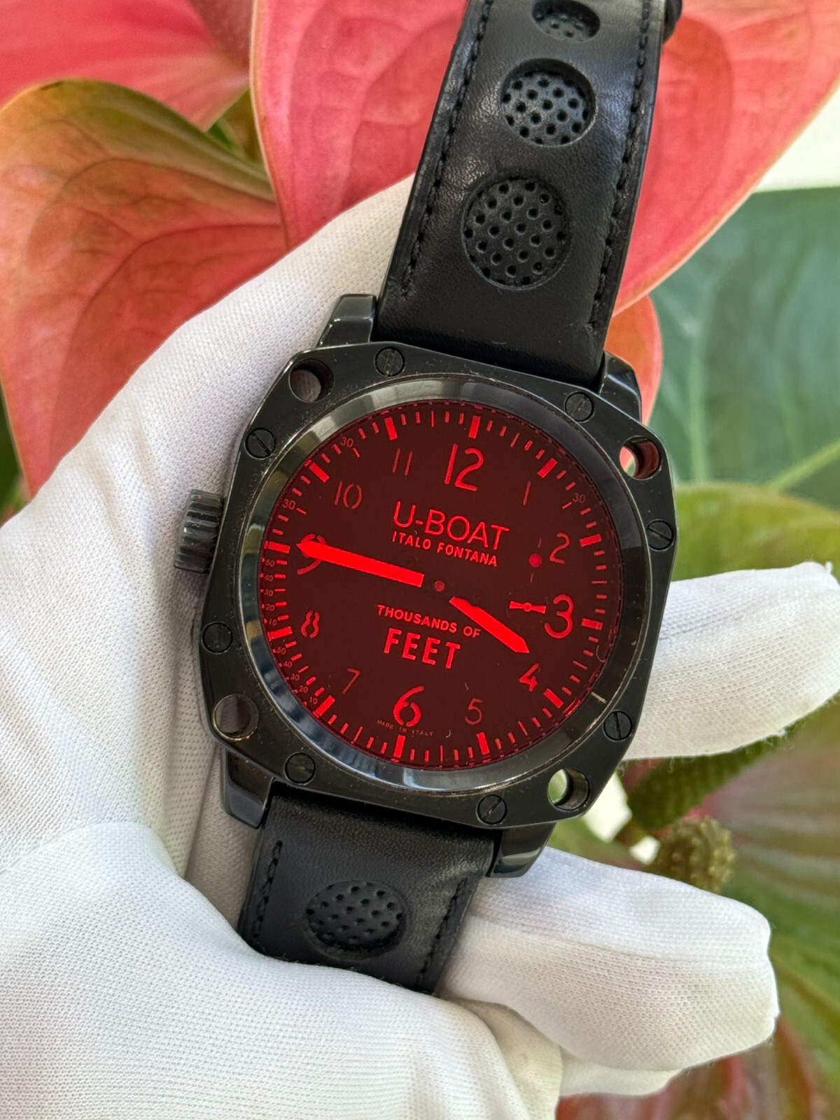 U-Boat Italo Fontana Watch Thousands of Feet Manual Mens 50mm Red Made in Italy