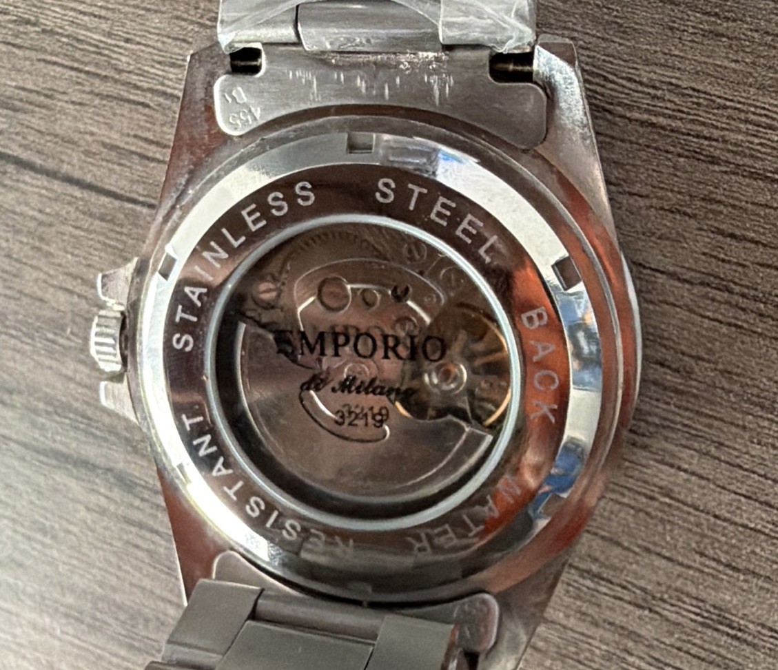 Emporio Milano Automatic Men’s Watch Black Dial Date SS Bracelet 100m 24Hr