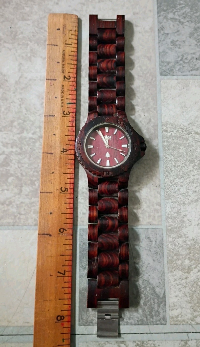 We Wood Wooden Mahogany Wristwatch Dual Dial Men’s Quartz Watch