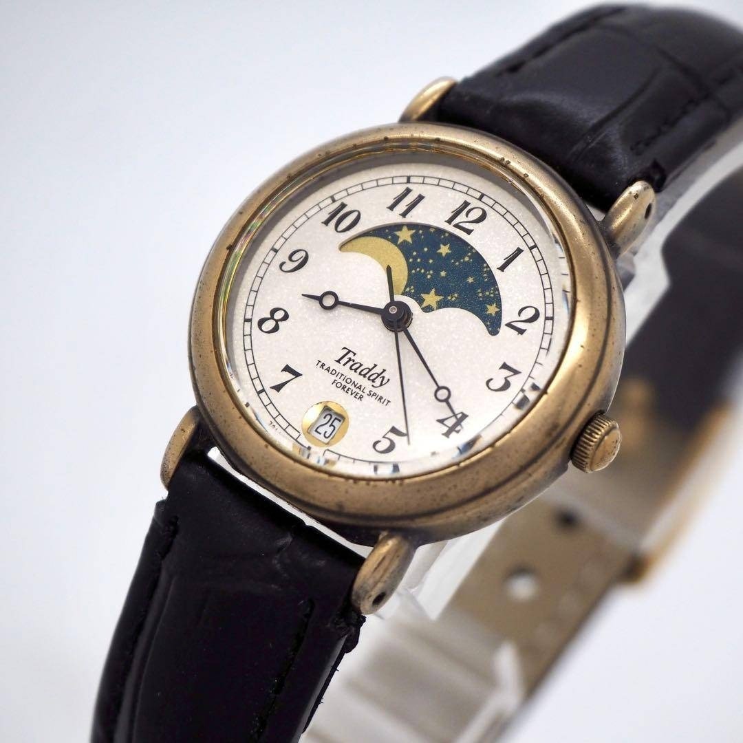 CASIO Traddy Watch LV-615 Moon Phase Antique White Pearl 17.1 cm Working