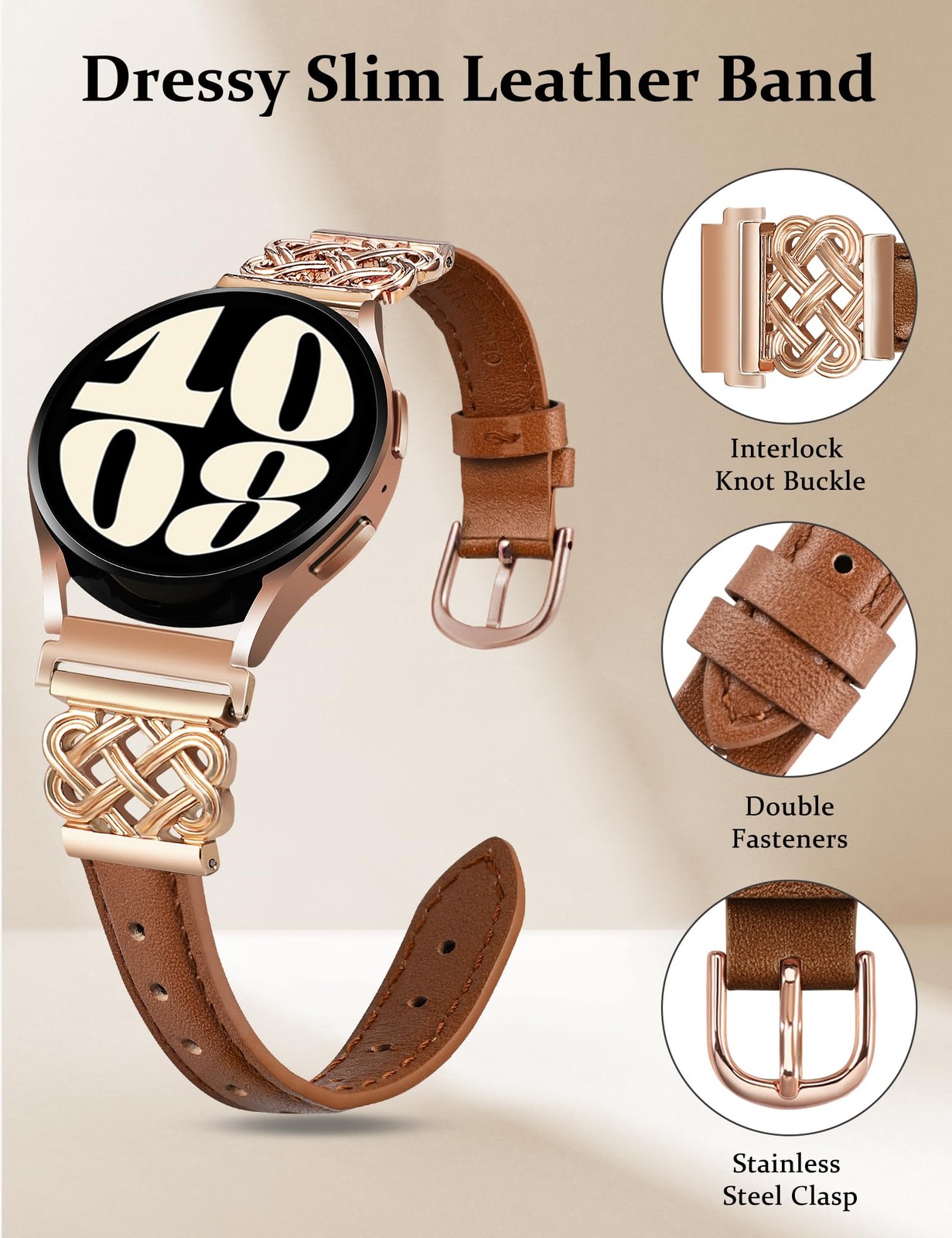 TOYOUTHS Celtic Knot Leather Band for Samsung Galaxy Watch 7 6 5 4 FE