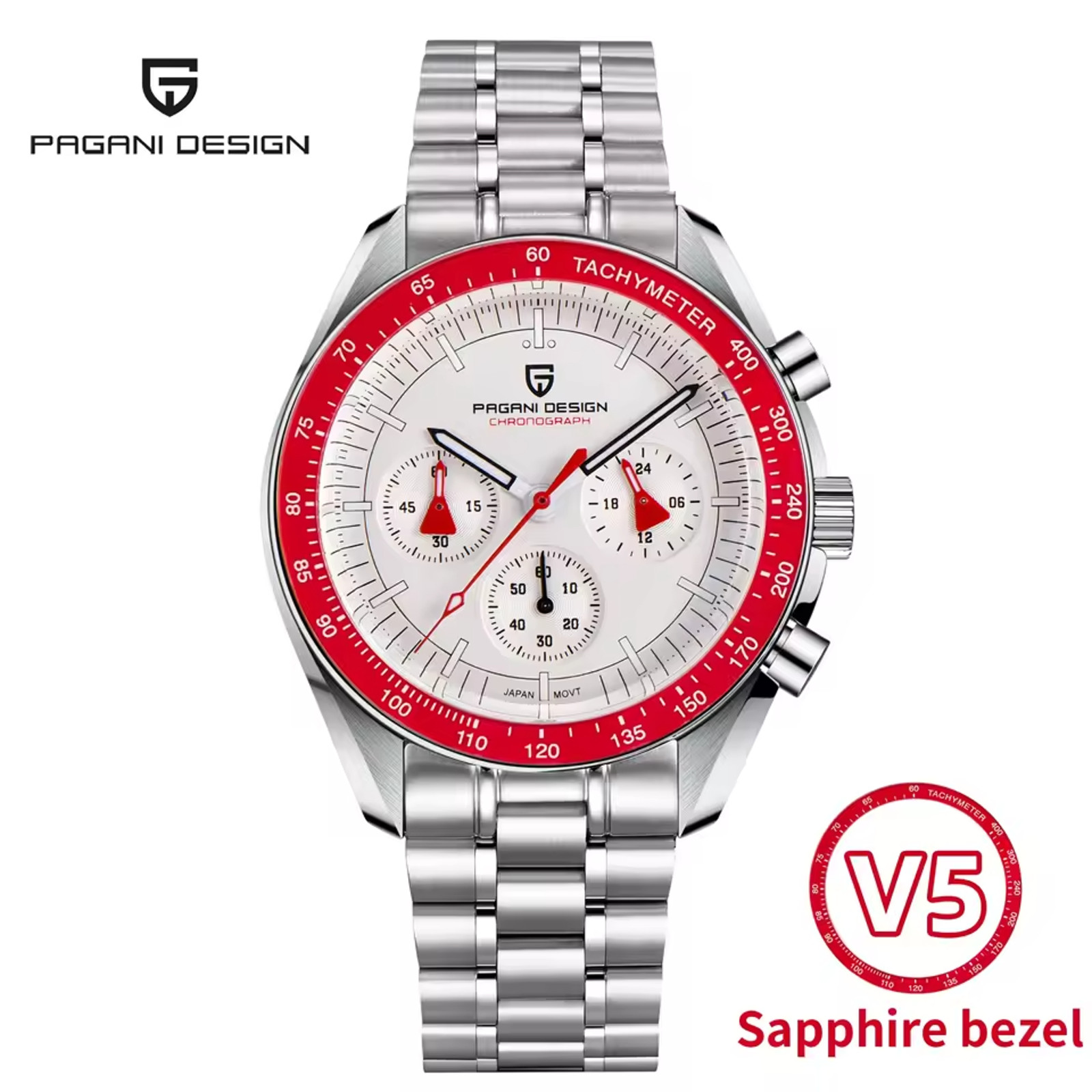 Pagani Design 1701 40mm Moonwatch Luminova AR Sapphire Ceramic Bezel Seiko VK63