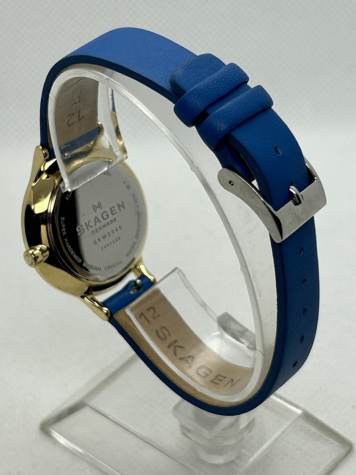 Skagen Anita SKW2340 Women’s Blue Leather Band Mineral Crystal Analog Watch 30mm