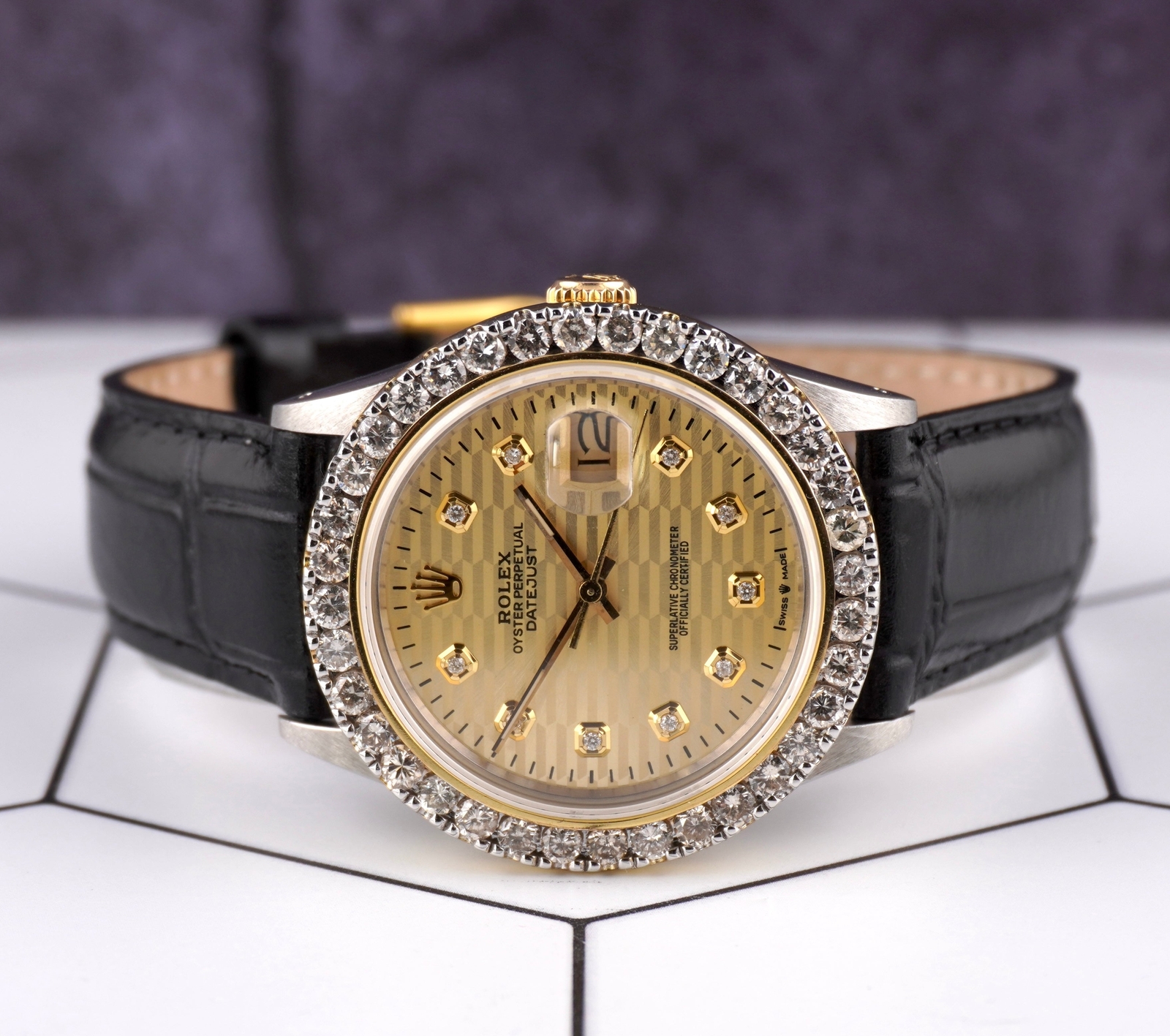 Rolex Datejust 36mm 2-Tone 2.25ct Motif Diamonds Dial Men’s Watch