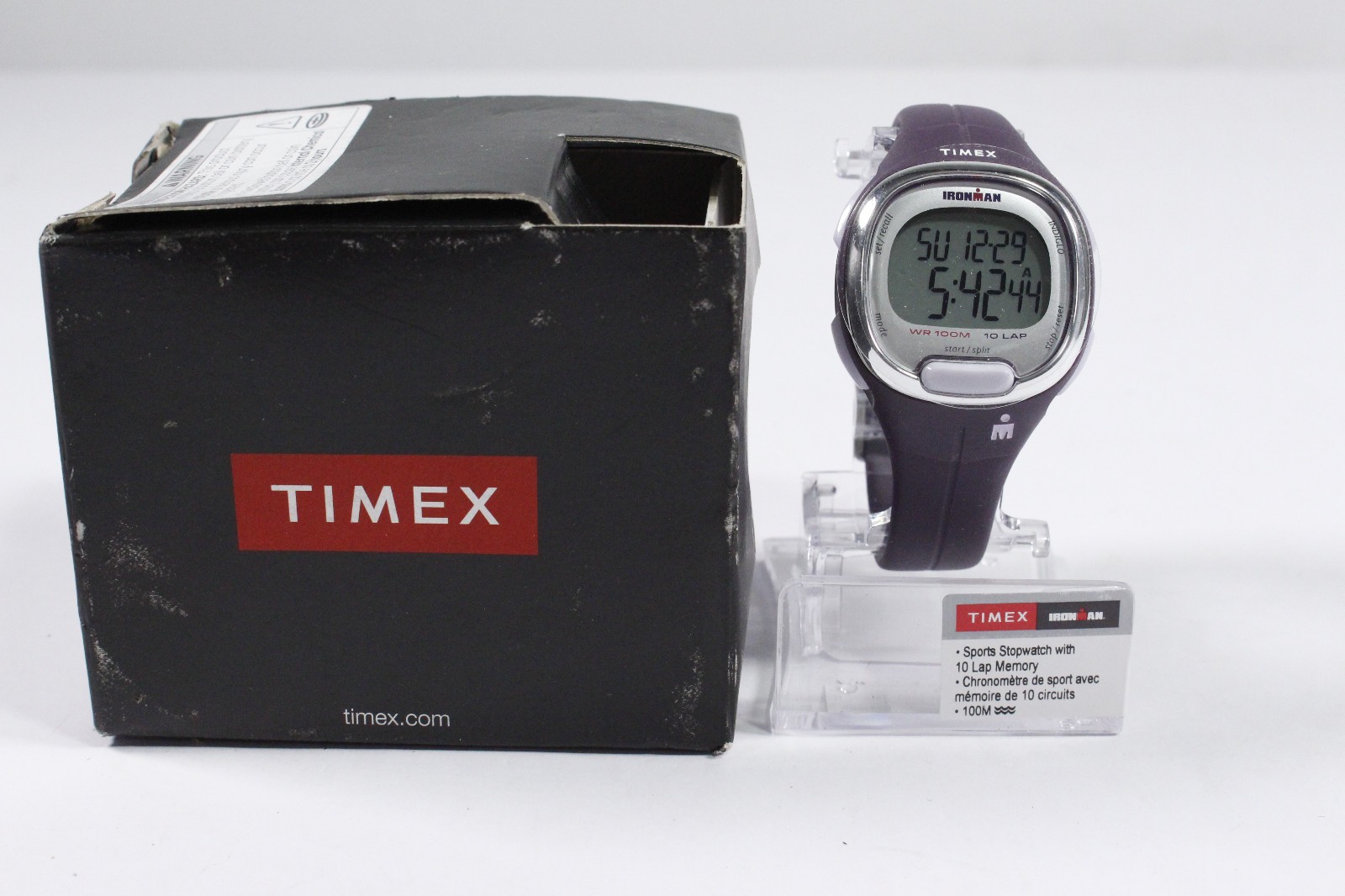 Timex Ironman Women’s Wrist Watch Small Face Purple Band Indiglo 10 Lap WR100M
