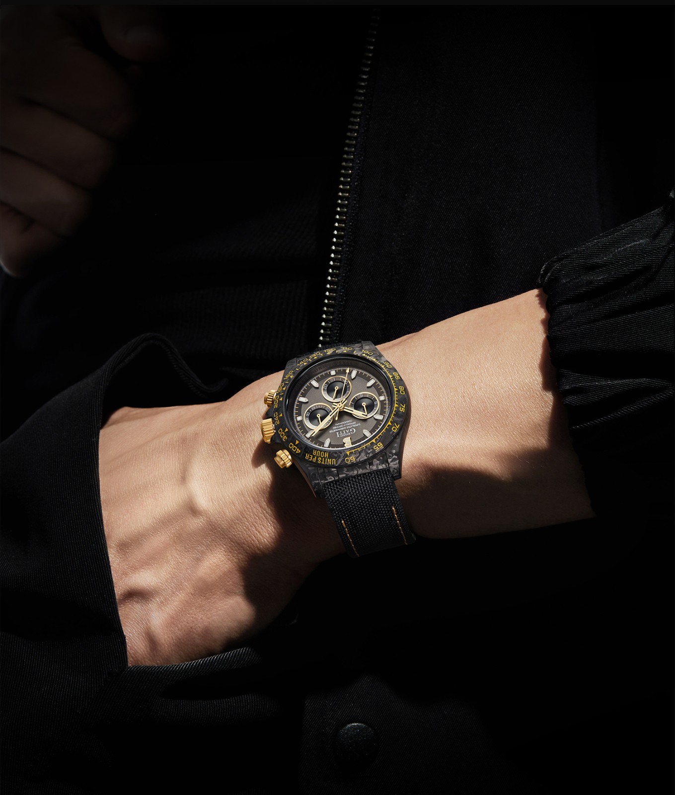 BONEST GATTI Men Chronograph Watch Automatic Mechanical Wristwatch Carbon Fiber