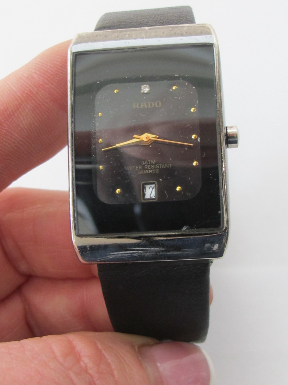 RADO Diamond Accent Watch 3710-2035 Rectangle Black Dial 30mm Needs Servicing
