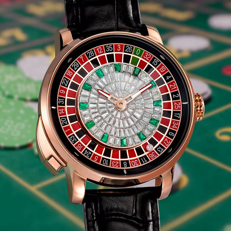 PINDU Luxury Automatic NH35A Watch Men Jacob Casino Tourbillon Rotating Roulette