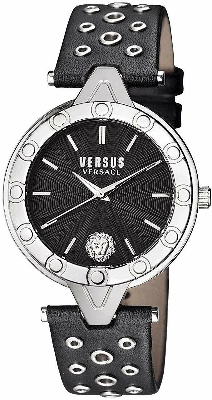 Versus by Versace Women’s SCM020016 ‘V Eyelet’ Steel Leather Black Watch