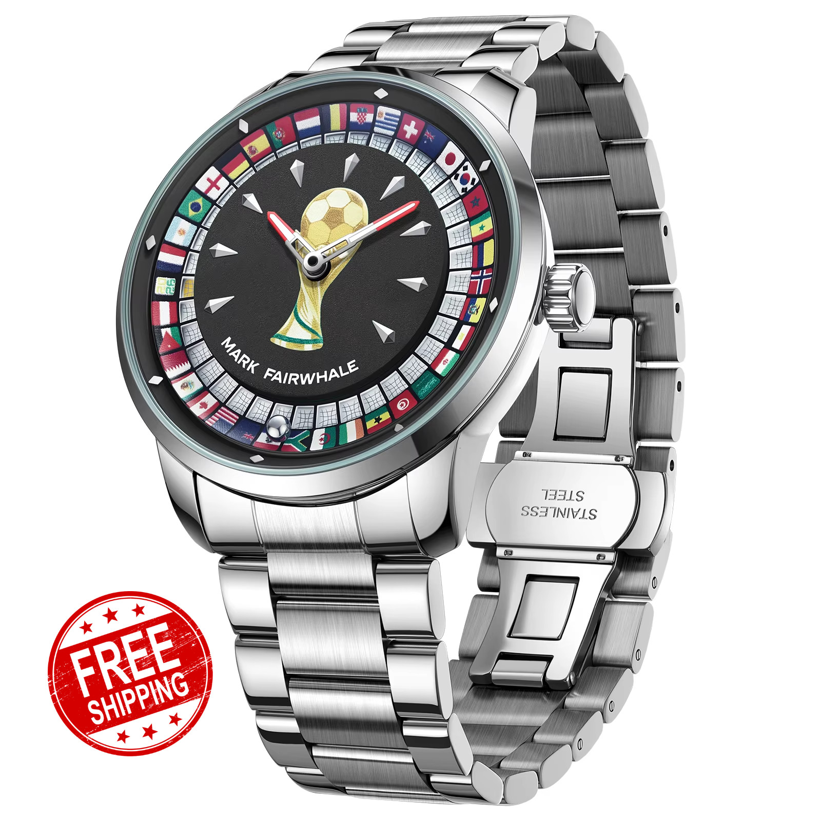 MARK FAIRWHALE 5087 Football Quartz Watch Rotating Dial Steel Waterproof