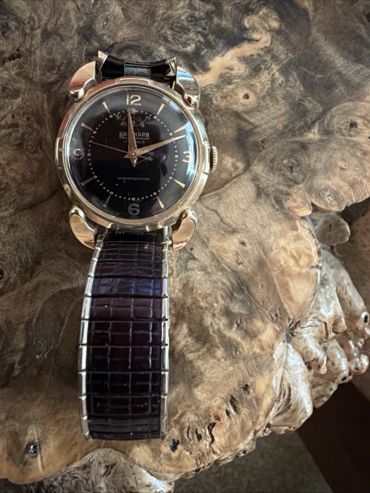 HALLMARK HERREN ARMBANDUHR AUTOMATIK ANZEIGE GANGRESERVE VERGOLDET