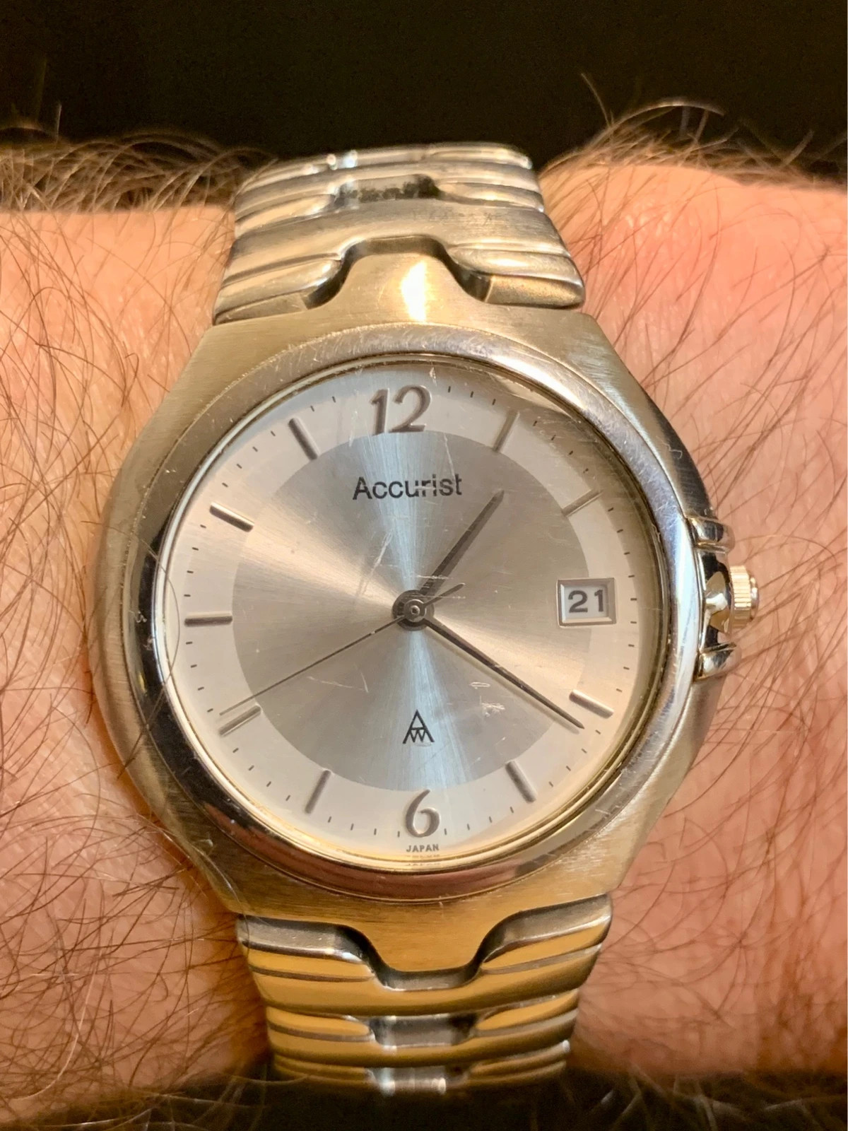 Accurist Men’s Watch 36mm Silver Dial Date Window Original Bracelet Working