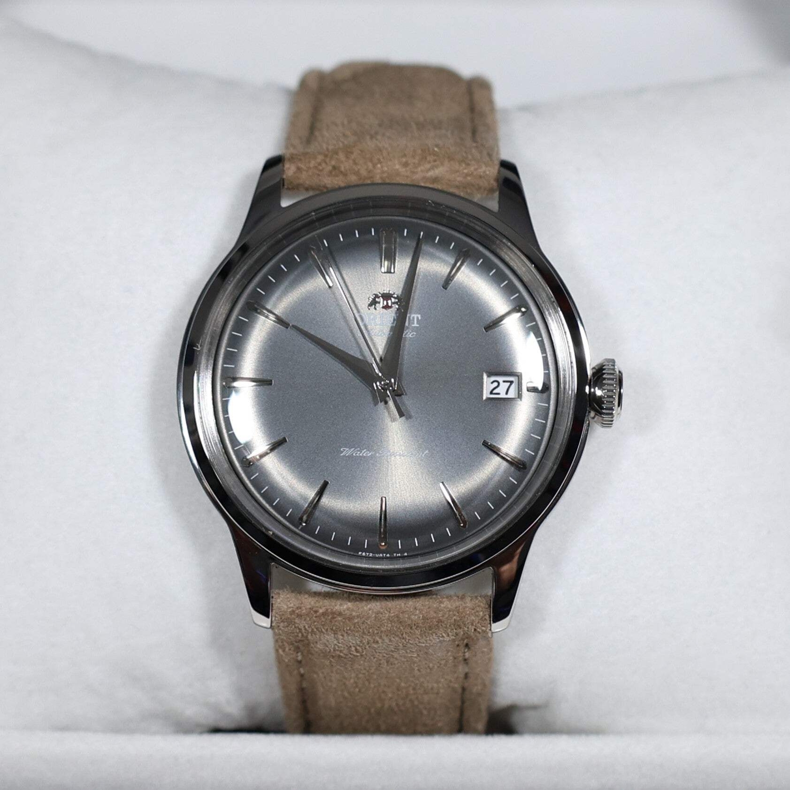 Orient Bambino Gray Dial Beige Leather Strap Men’s Classic Watch RA-AC0M13N30B
