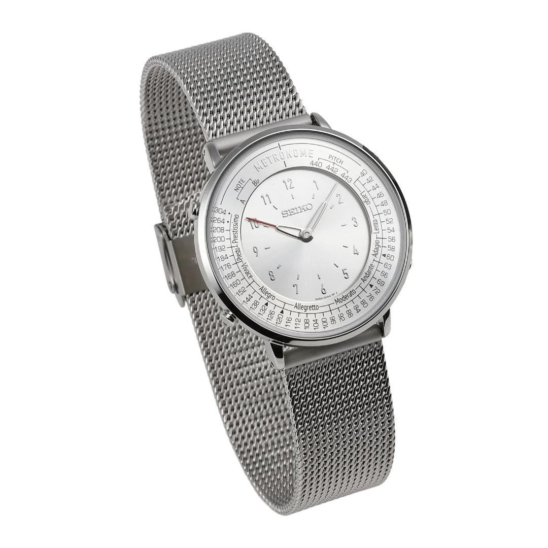 SEIKO Metronome Watch Standard Line SMW007A Silver Metal Mesh Band Japan New