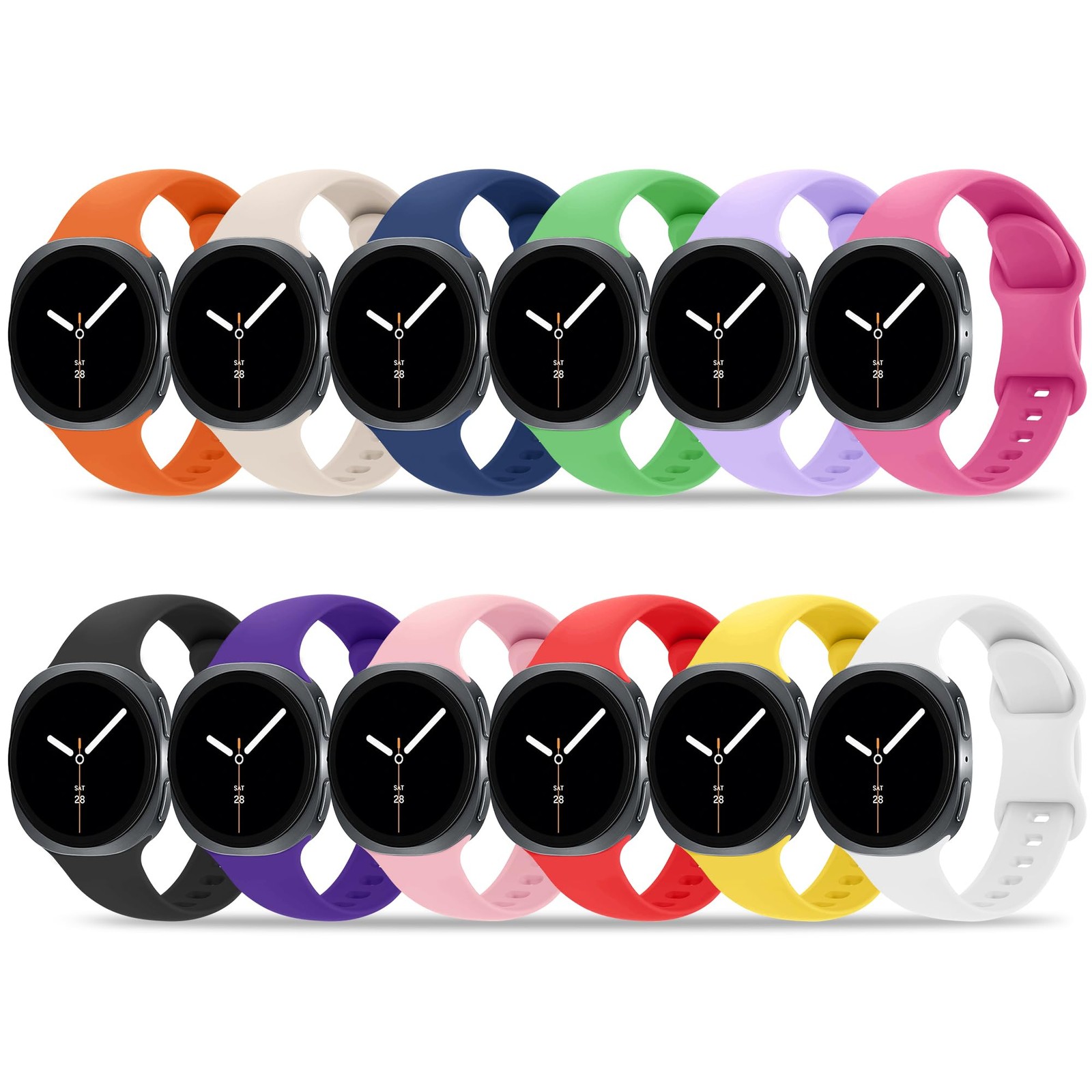 Tiorecime 12 Pack Bands for Samsung Galaxy Watch 8 40mm 44mm Soft Silicone