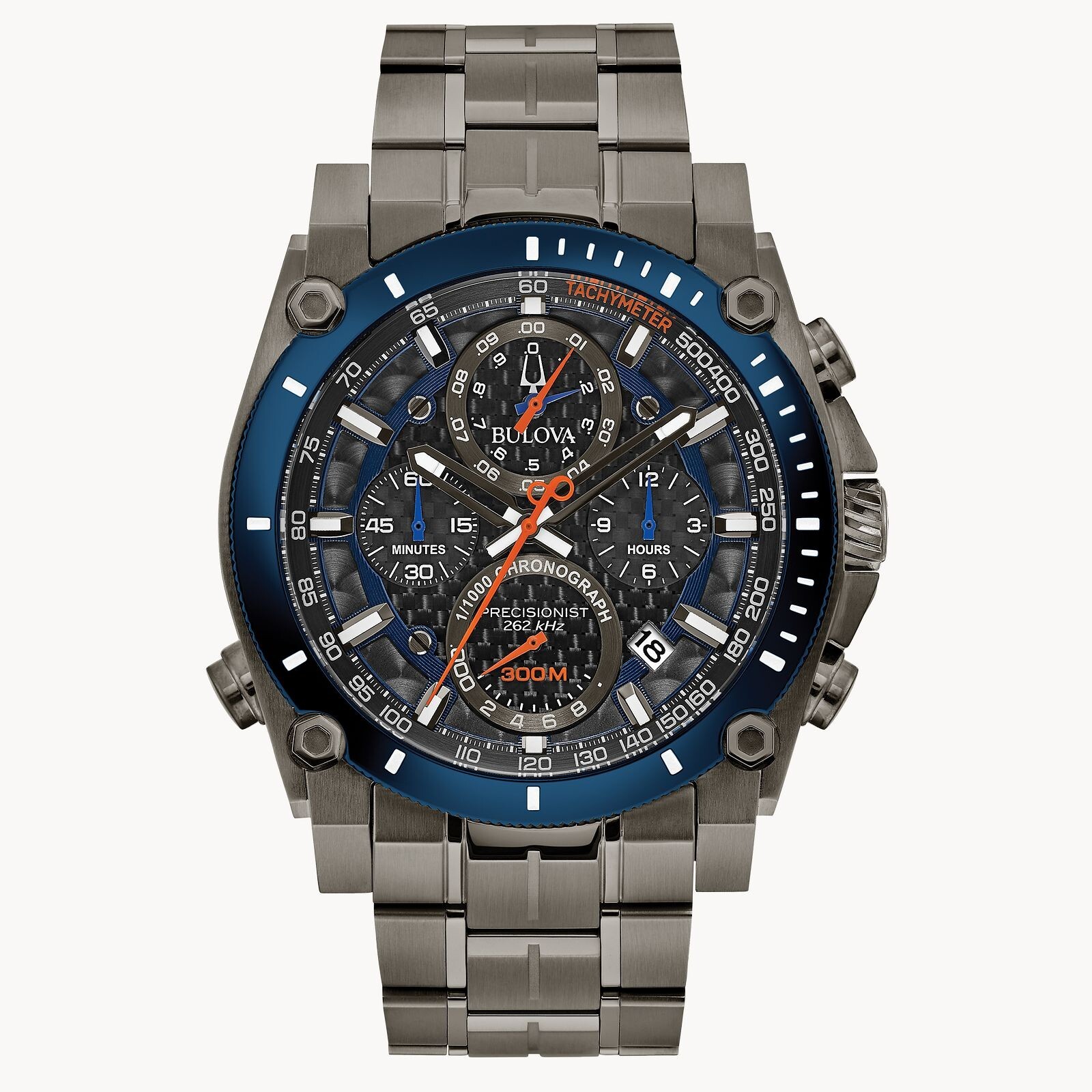 Bulova Precisionist 46.5mm Gray/Blue Stainless Steel Case with Gray Stainless 98