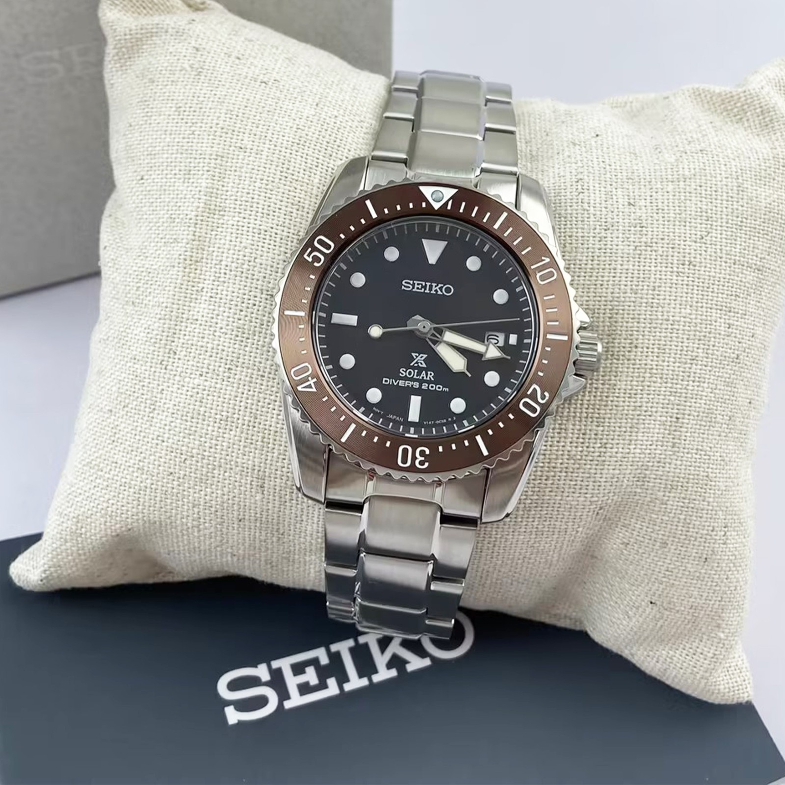 Seiko Prospex Sea Solar Power Brown Dial Men Stainless Steel SNE571 Watch 38.5mm