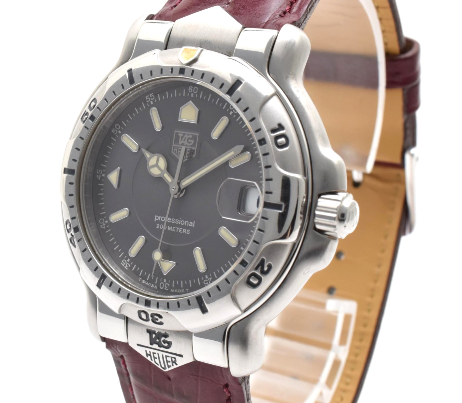 TAG Heuer 6000 Professional WH1112-K1 Gray Dial Date Quartz Men’s Watch JAPAN
