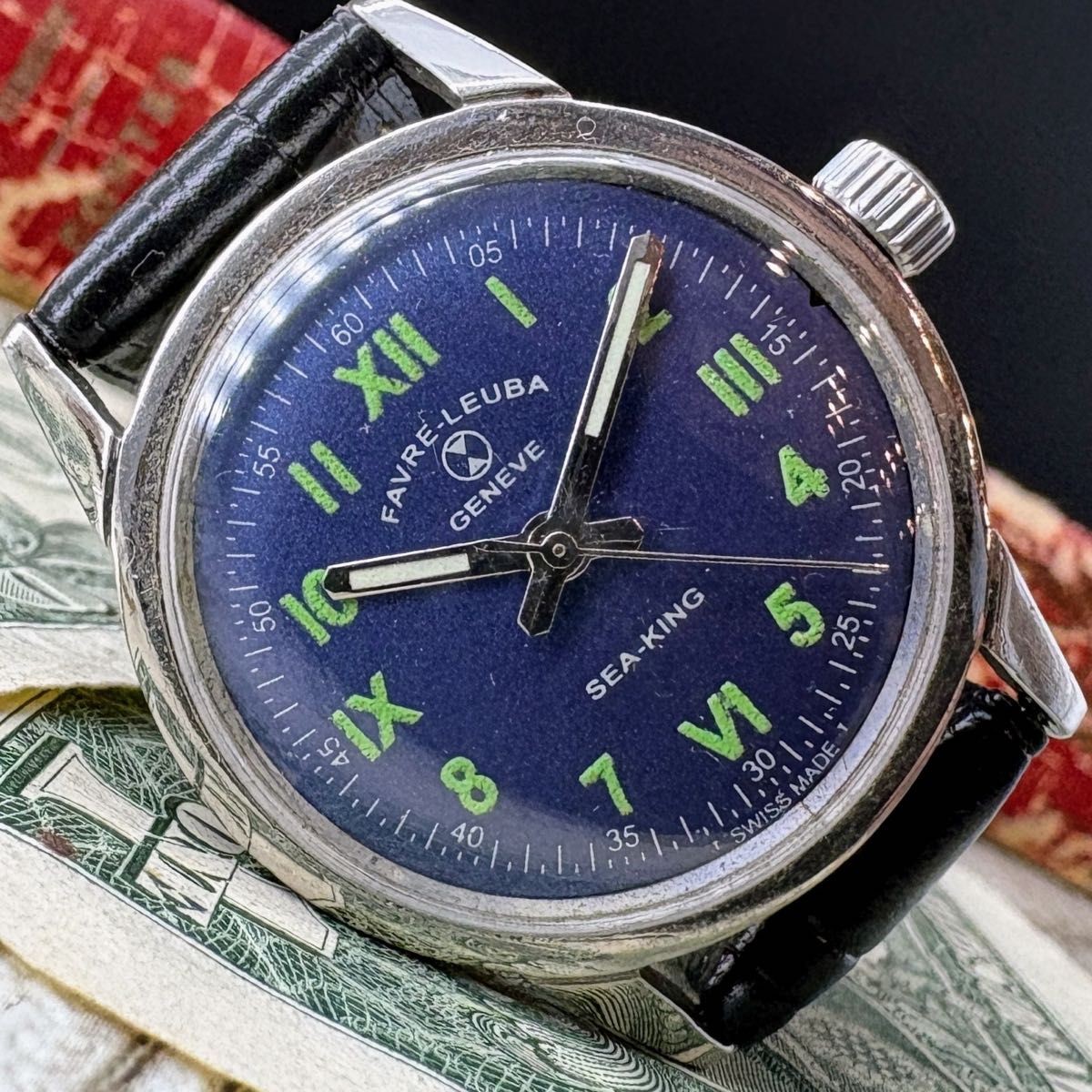 Favre-Leuba Sea King Manual Wind Blue Dial Vintage Men’s Watch Swiss Made