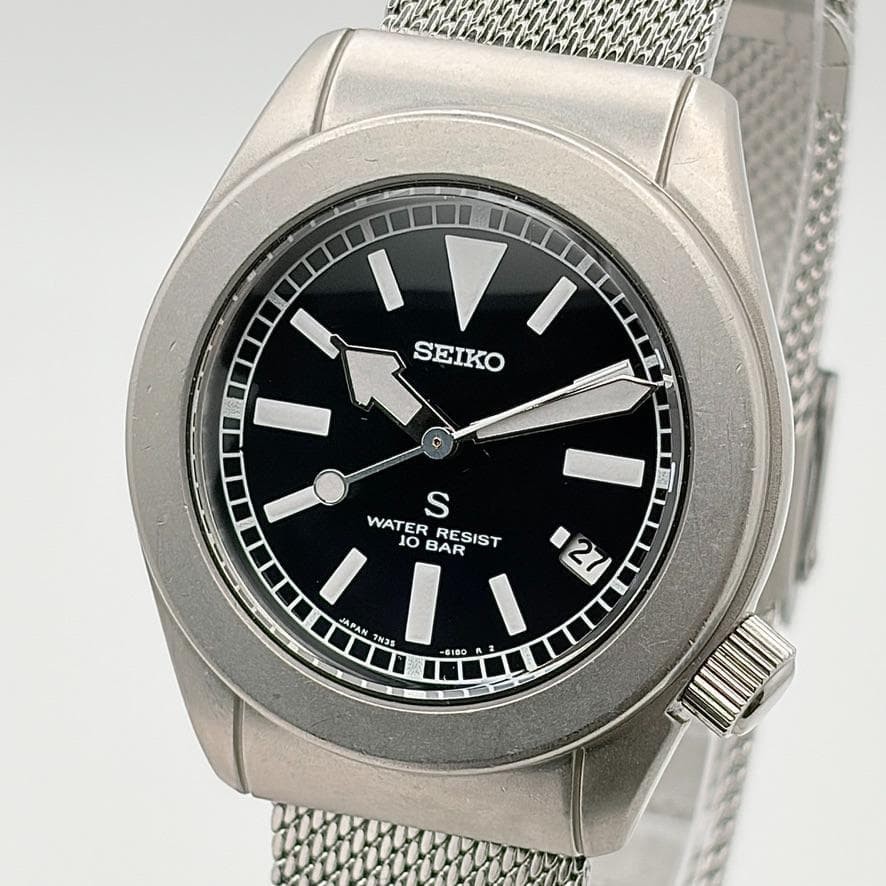 Seiko 7N35-6150 SUS JDM Black Dial 36mm 19.5cm Date Indicator Running Operation