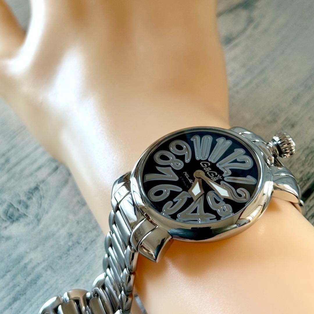 GAGA MILANO 35 Manuale Watch 6020 Black with silver accents Authentic Timepiece