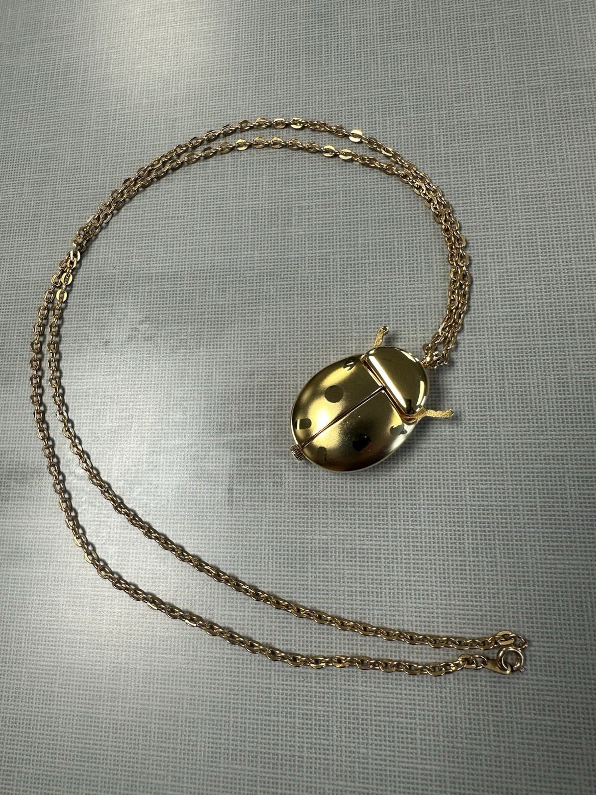 Fashion Watch: SARAH COVENTRY Ladybug hidden watch NECKLACE pendant 27mm case