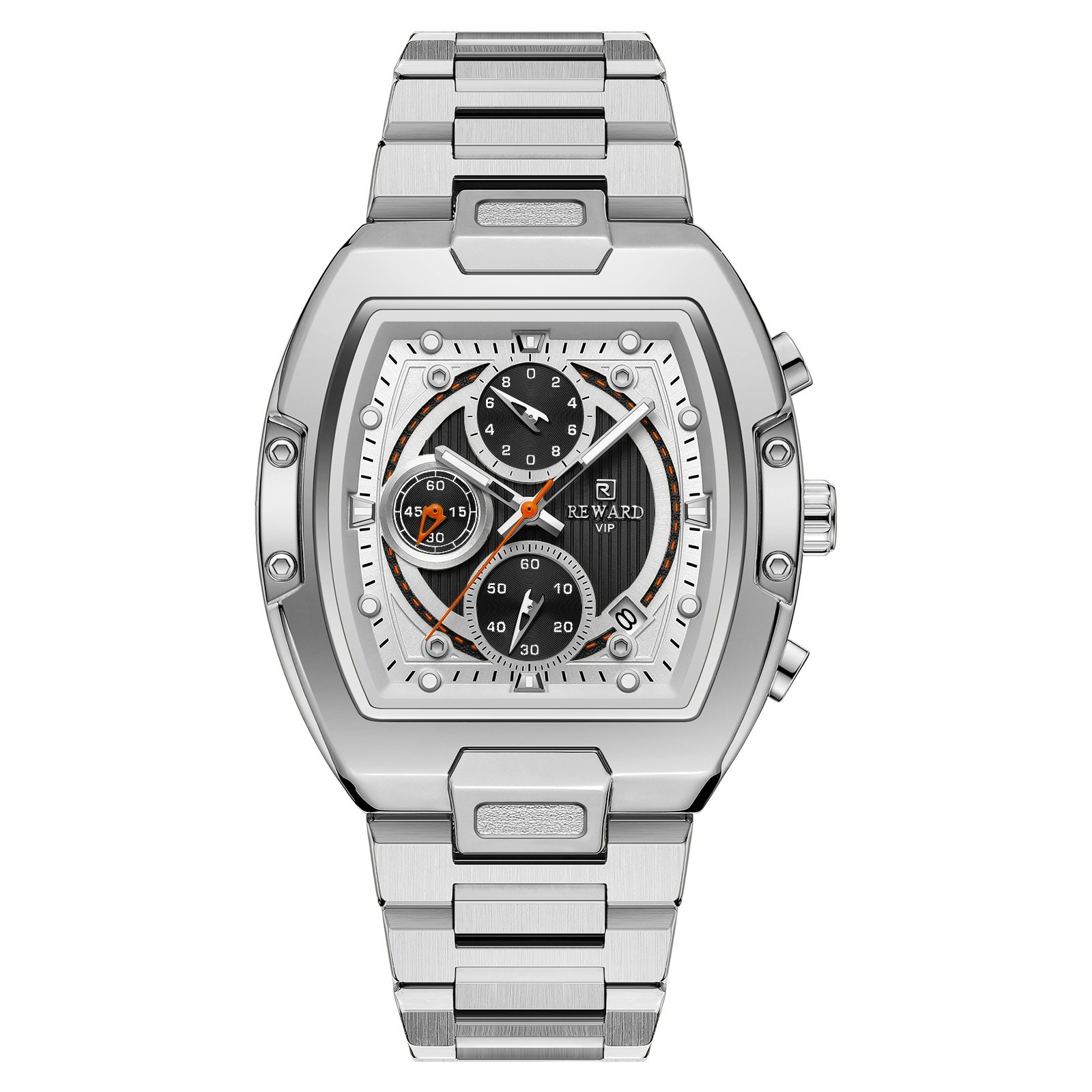 REWARD Men’s Tonneau Multifunction Chronograph Calendar Luminous Quartz Watch