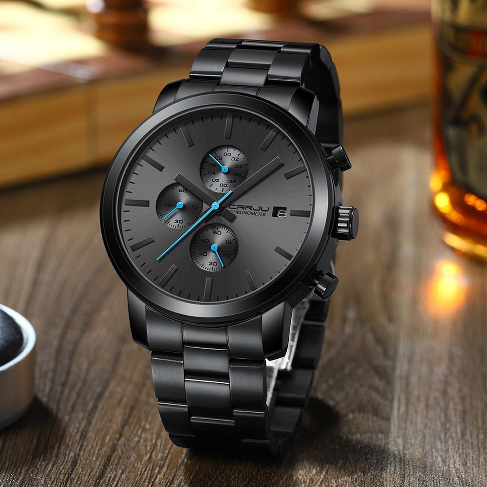 Mens Stylish Casual Quartz Watches for Men Luxury Waterproof Calendar Chronograp